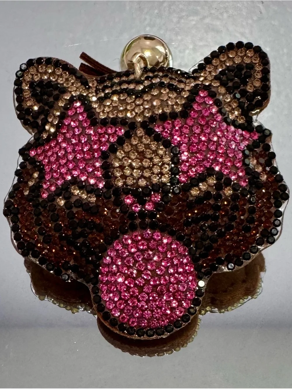 New Brown/Pink Crystal Dopamine Tiger Keychain Bag Charm